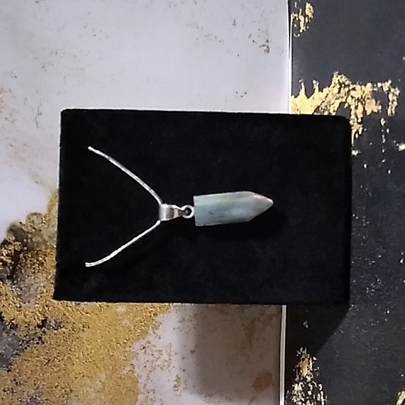 Fire Labradorite Pointer Pendant Necklace 925 Silver - Picture 2 of 14